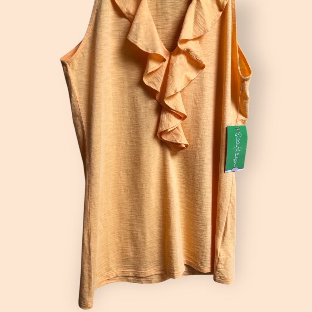 Lilly Pulitzer NWT Sandra Top Apricot Soda Ruffled Tank Top Blouse Women’s Small - Picture 4 of 10
